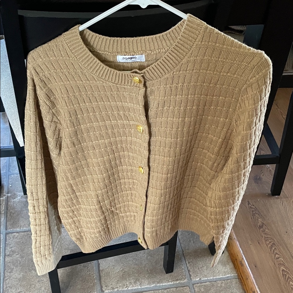 Zeagoo Women's Tan Button-Up Cardigan